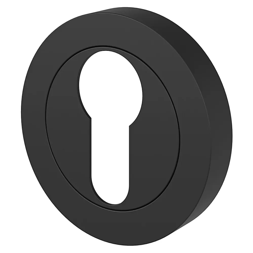 GoodHome Poignée De Porte<Rosace de fonction rond à visser Duod mat noir Ø50mm