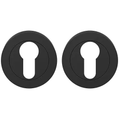 GoodHome Poignée De Porte<Rosace de fonction rond à visser Duod mat noir Ø50mm