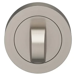 GoodHome Poignée De Porte<Rosace de fonction rond à visser à condamnation Duod minimal effet nickel satin gris Ø50mm