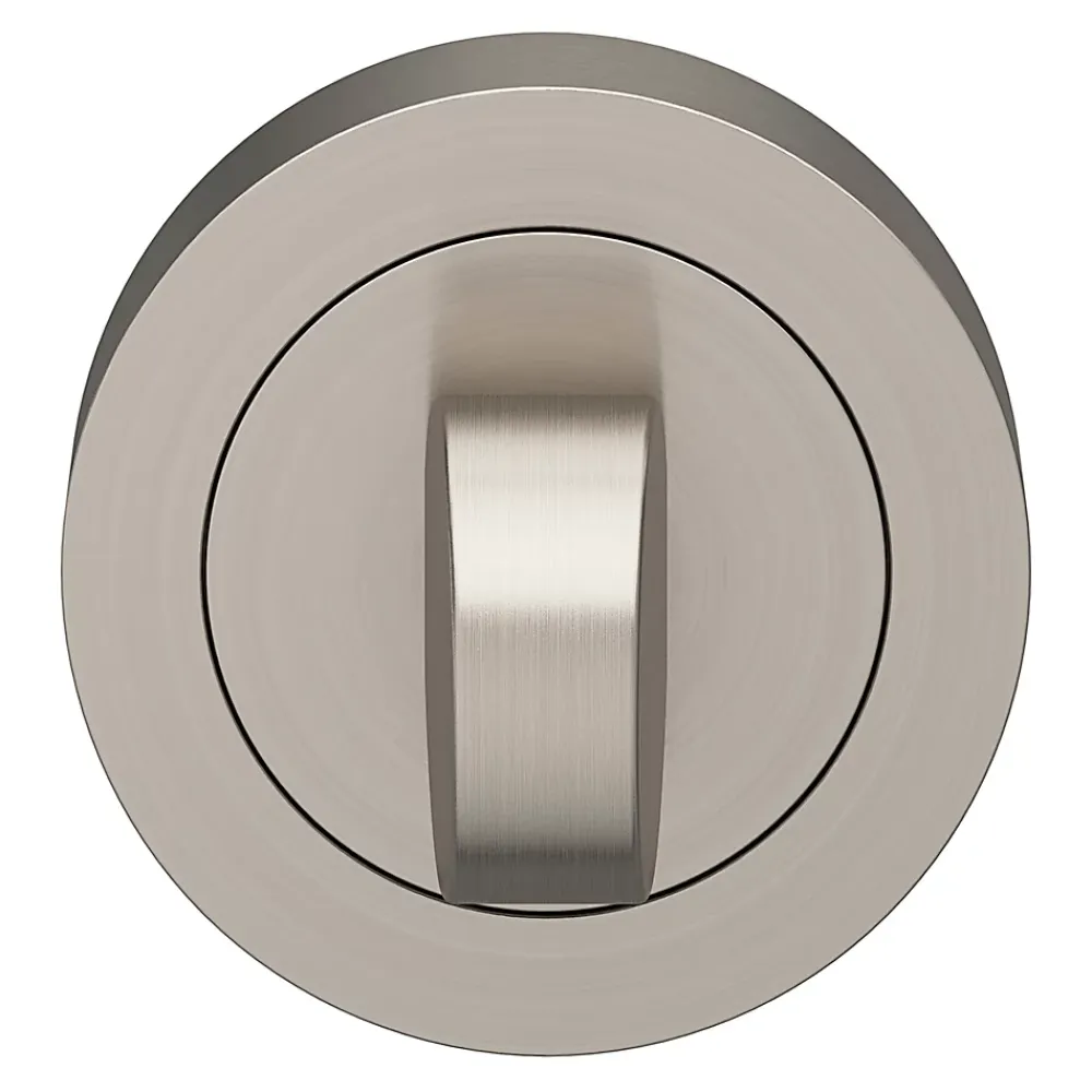 GoodHome Poignée De Porte<Rosace de fonction rond à visser à condamnation Duod minimal effet nickel satin gris Ø50mm