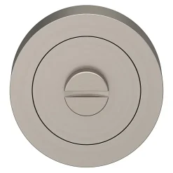 GoodHome Poignée De Porte<Rosace de fonction rond à visser à condamnation Duod minimal effet nickel satin gris Ø50mm