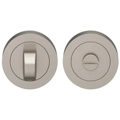 GoodHome Poignée De Porte<Rosace de fonction rond à visser à condamnation Duod minimal effet nickel satin gris Ø50mm