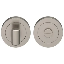 GoodHome Poignée De Porte<Rosace de fonction rond tube à visser à condamnation Duod effet nickel satin gris Ø50mm