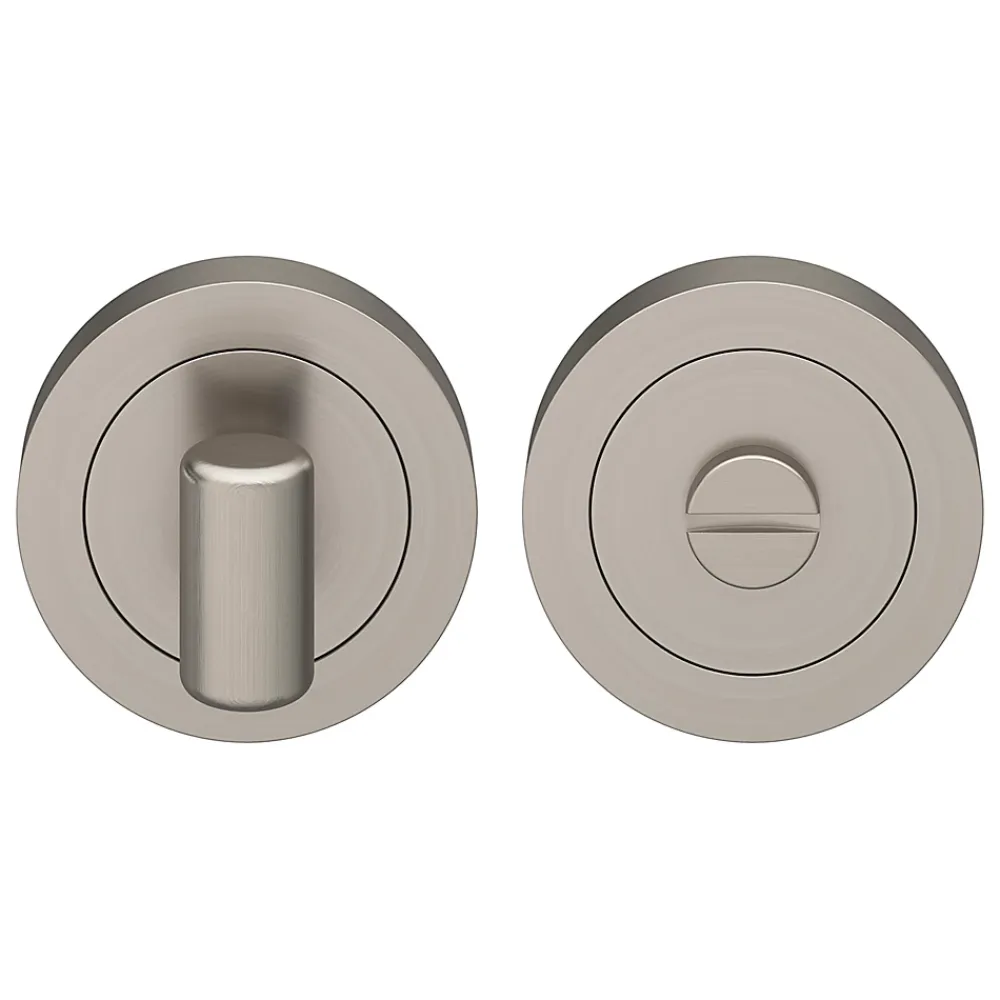 GoodHome Poignée De Porte<Rosace de fonction rond tube à visser à condamnation Duod effet nickel satin gris Ø50mm