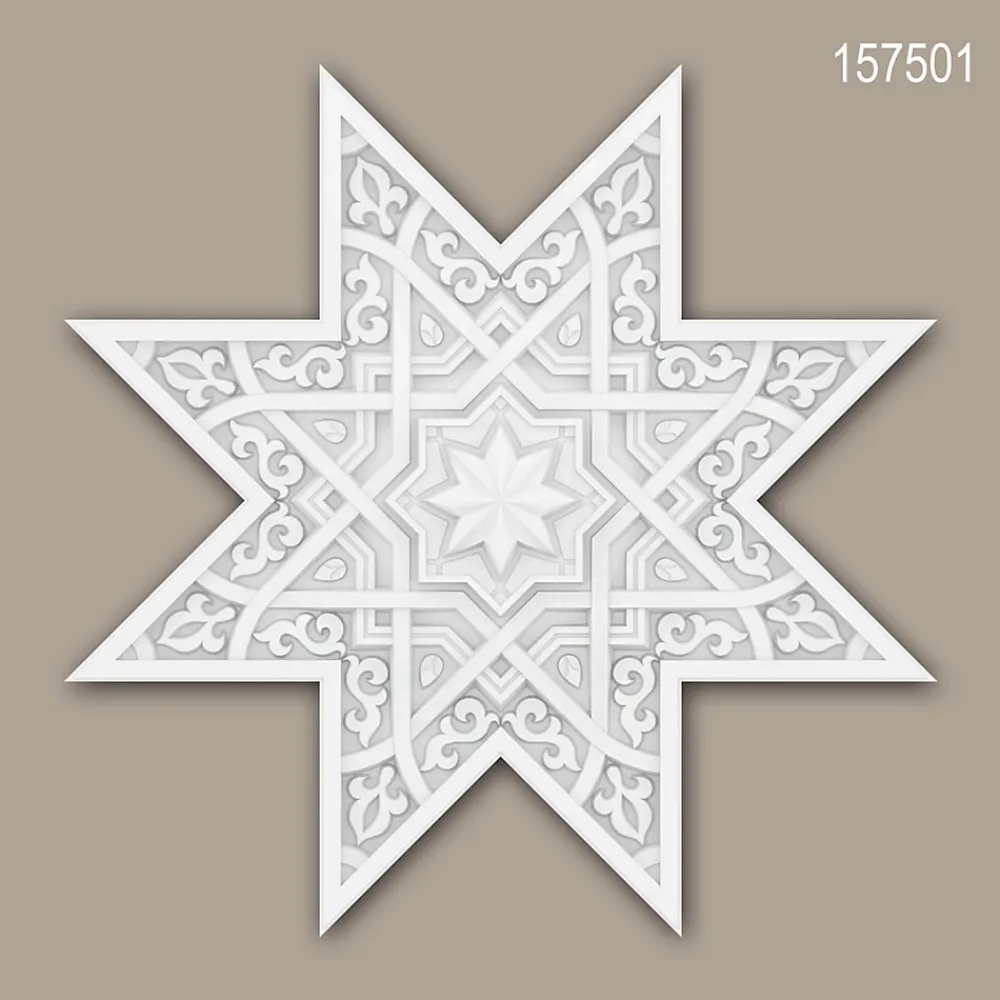 Profhome Rosace 157501 Dalle de plafond Élément décoratif 3d panneau mural 53,5 x 53,5 cm- Moulure Et Rosace De Plafond