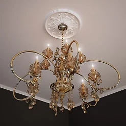 Profhome Rosace 156030 Élement décorative Élement pour plafond diametre 39,5 cm- Moulure Et Rosace De Plafond