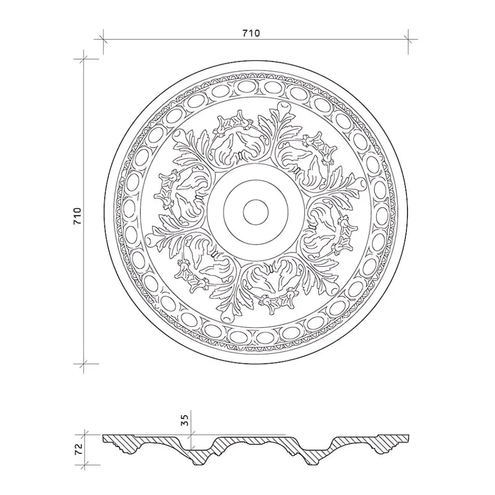 Profhome Rosace 156054 Médaillon Élément décoratif diametre 70,6 cm- Moulure Et Rosace De Plafond