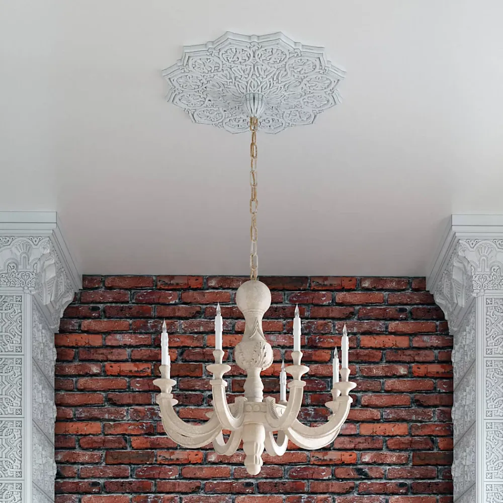 Profhome Rosace 156511F flexible Élément décoratif diametre 8,6 cm- Moulure Et Rosace De Plafond