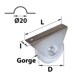 Afbat - Tb Industrie Sas Roue gorge pour portail coulissant ø20mm L.116 x l.38 x H.85mm- Accesoire Pour Volet