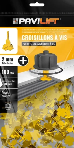 Pavilift Sachet de 100 croisillons autonivelants 2 mm en + ®- Outils Du Carreleur