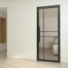 Schulte porte complète intérieure en verre avec cadré - 83x197 cm - transparent - noir mat - droite- Bloc Porte