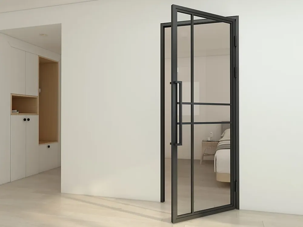 Schulte porte complète intérieure en verre avec cadré - 83x197 cm - transparent - noir mat - droite- Bloc Porte