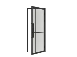 Schulte porte complète intérieure en verre avec cadré - 83x197 cm - transparent - noir mat - droite- Bloc Porte