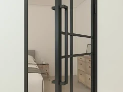 Schulte porte complète intérieure en verre avec cadré - 83x197 cm - transparent - noir mat - droite- Bloc Porte