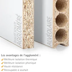 Schulte Porte Coulissante<porte coulissante complète bois - 102x220cm - porte intérieure pleine - bois blanc - poignée ronde