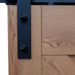 Schulte porte coulissante complète en bois - 102x215cm - porte de grange oak - chêne - système ouvert noir- Porte Coulissante