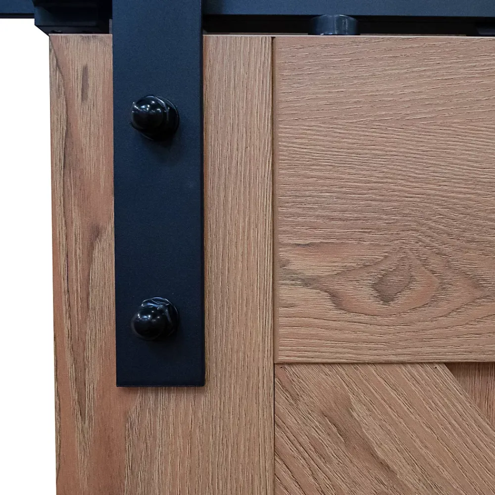 Schulte porte coulissante complète en bois - 102x215cm - porte de grange oak - chêne - système ouvert noir- Porte Coulissante