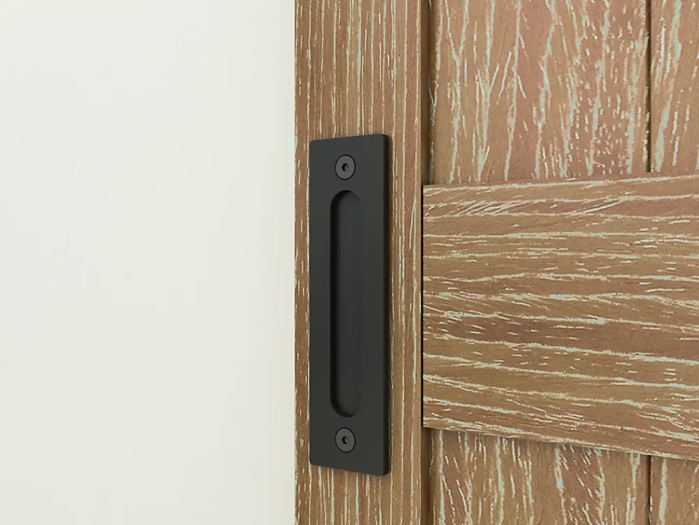 Schulte porte coulissante complète en bois - 102x215cm - porte de grange oak - chêne - système ouvert noir- Porte Coulissante