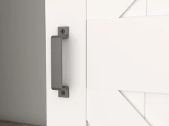 Schulte porte coulissante complète en bois - 102x215cm - porte de grange - chêne - oak blanc - système ouvert noir- Porte Coulissante