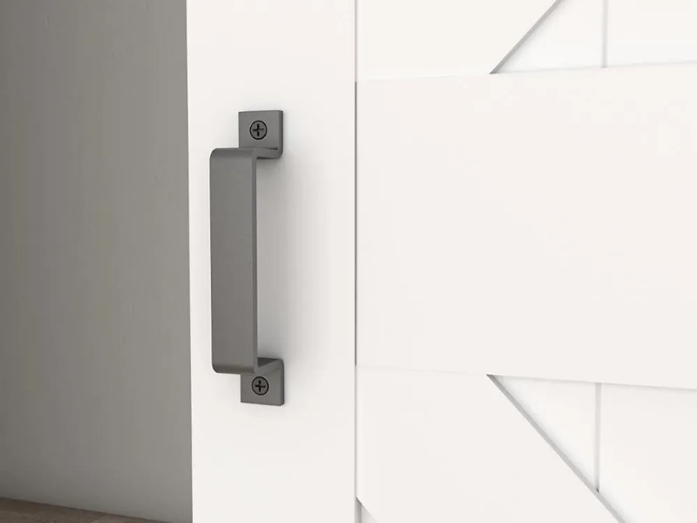 Schulte porte coulissante complète en bois - 102x215cm - porte de grange - chêne - oak blanc - système ouvert noir- Porte Coulissante