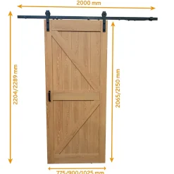 Schulte porte coulissante complète - 90x215 cm - décor bois chêne - Système en applique- Porte Coulissante