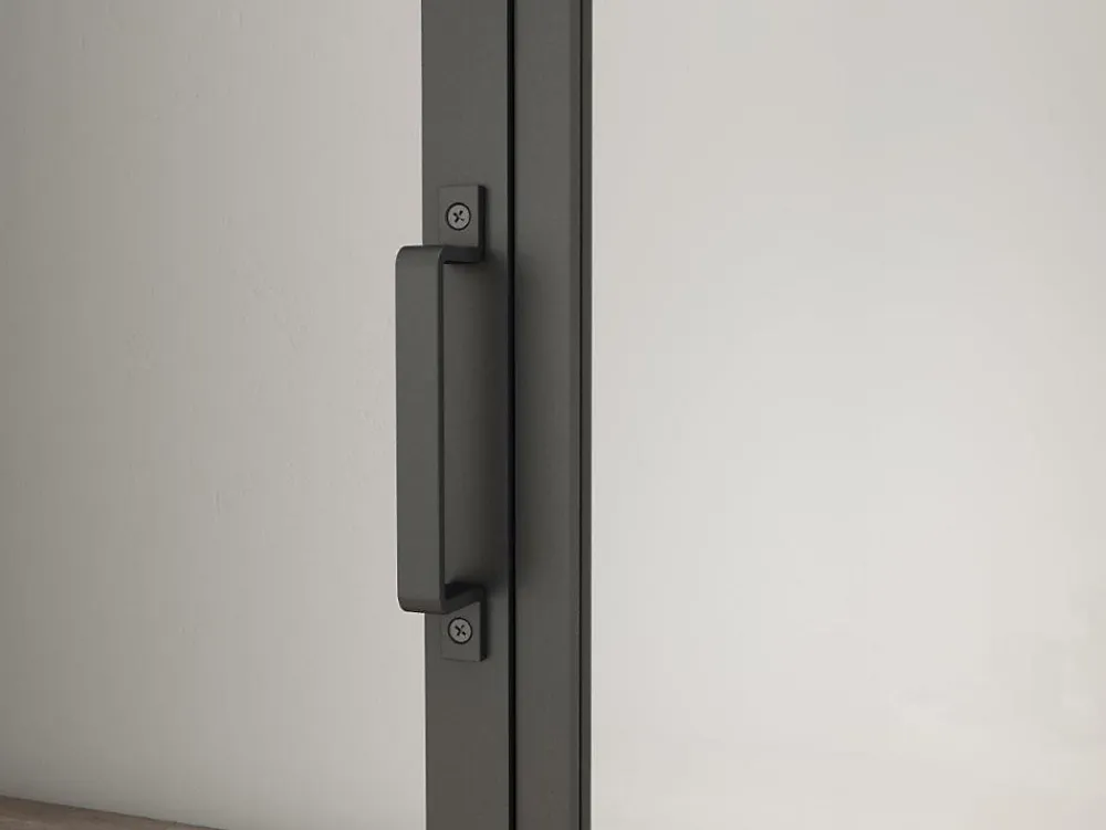 Schulte Porte Coulissante<porte coulissante complète en verre - 102x220cm - porte verrière - Loftstyle - noir- double softclose