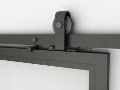 Schulte Porte Coulissante<porte coulissante complète en verre - 102x220cm - porte verrière - Loftstyle - noir- double softclose
