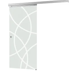 Schulte porte coulissante complète- verre - 88x203cm - porte vitrée - décor cercles - poignée cuvette ronde- Porte Coulissante