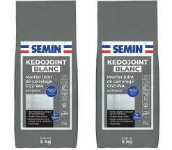 Semin Joint Carrelage Sol<- Joint en Poudre pour Carrelage Kedojoint Blanc - Intérieur - Sac de 5 kg - Lot de 2