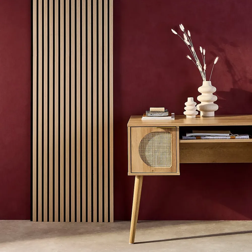 Sweeek Panneau Tasseau Bois<Set de 2 panneaux muraux acoustiques décoratifs en feutrine et MDF chêne 60x120cm - Kyoto