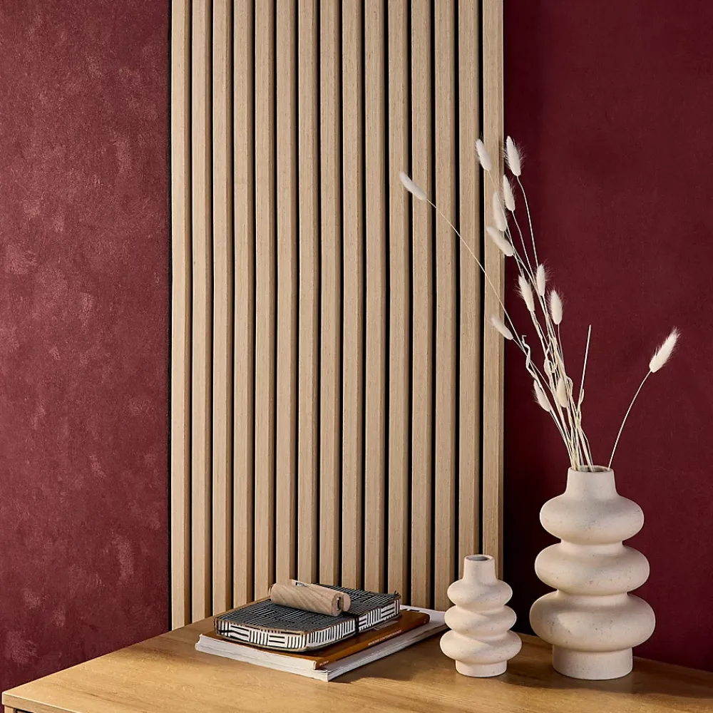 Sweeek Panneau Tasseau Bois<Set de 2 panneaux muraux acoustiques décoratifs en feutrine et MDF chêne 60x120cm - Kyoto