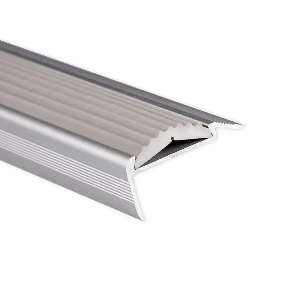 Floordirekt Seuil d'escalier Avec simple caoutchouc Power Grip Longueur: 90 cm Pré-percé Gris- Profilé De Rénovation De Marche