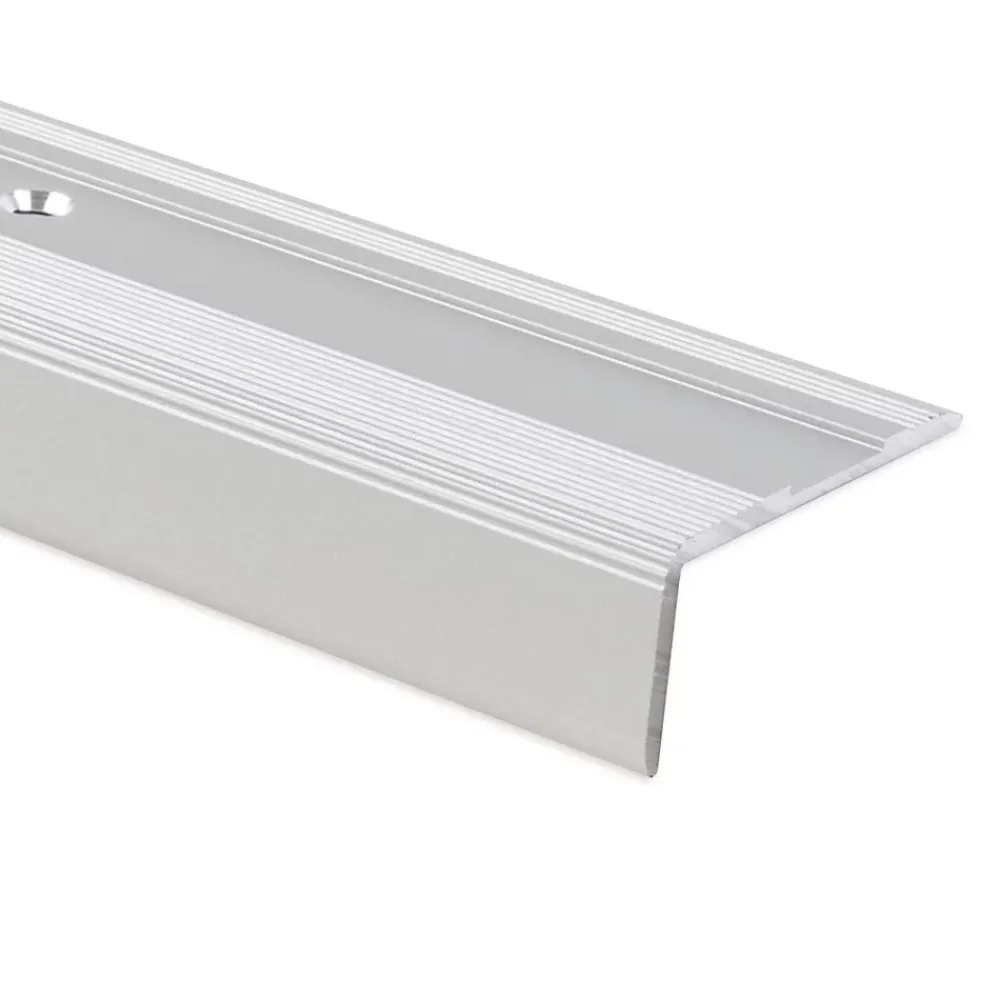 Floordirekt Seuil d'escalier Glory Aluminium anodisé Forme: L Argent S 90 cm- Profilé De Rénovation De Marche