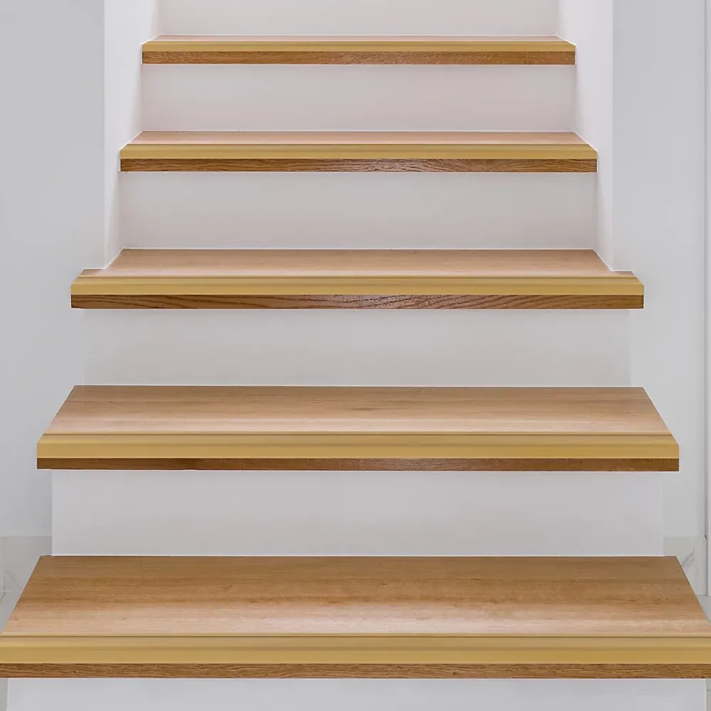 Floordirekt Seuil d'escalier Glory Aluminium anodisé Forme: L Or élégant L 134 cm- Profilé De Rénovation De Marche