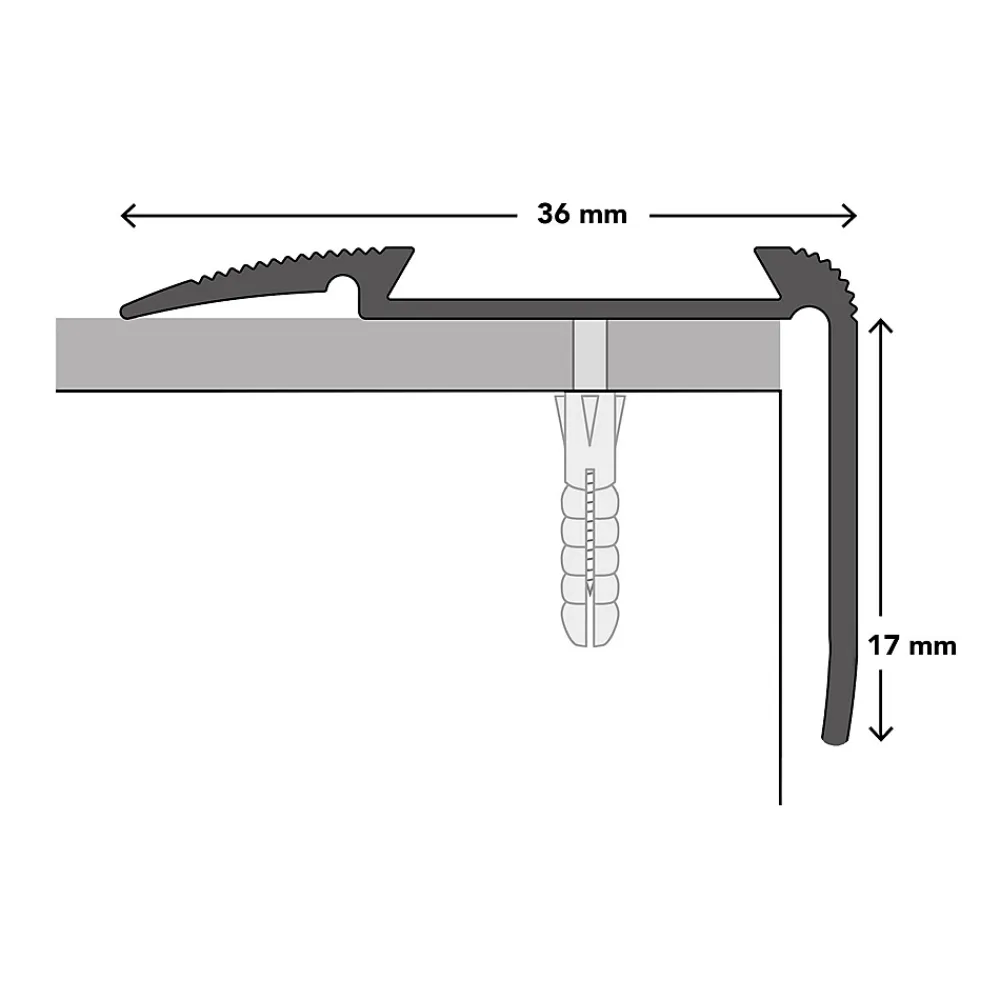 Floordirekt Seuil d'escalier Glory Aluminium anodisé Forme: L Bronze clair S 90 cm- Profilé De Rénovation De Marche