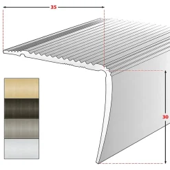 Floordirekt Seuil d'escalier Integral, Forme: L 35 x 30 mm Longueur: 100 cm, Auto-adhésif, Argent- Profilé De Rénovation De Marche