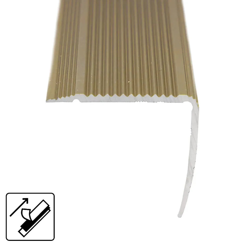 Floordirekt Profilé De Rénovation De Marche<Seuil d'escalier Integral, Forme: L 30 x 20 mm Longueur: 90 cm, Auto-adhésif, Or