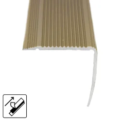 Floordirekt Profilé De Rénovation De Marche<Seuil d'escalier Integral, Forme: L 30 x 20 mm Longueur: 134 cm, Auto-adhésif, Or