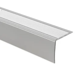 Floordirekt Seuil d'escalier Pré-percé, Forme: L 30 x 20 mm, Longueur: 100 cm, Argent- Profilé De Rénovation De Marche