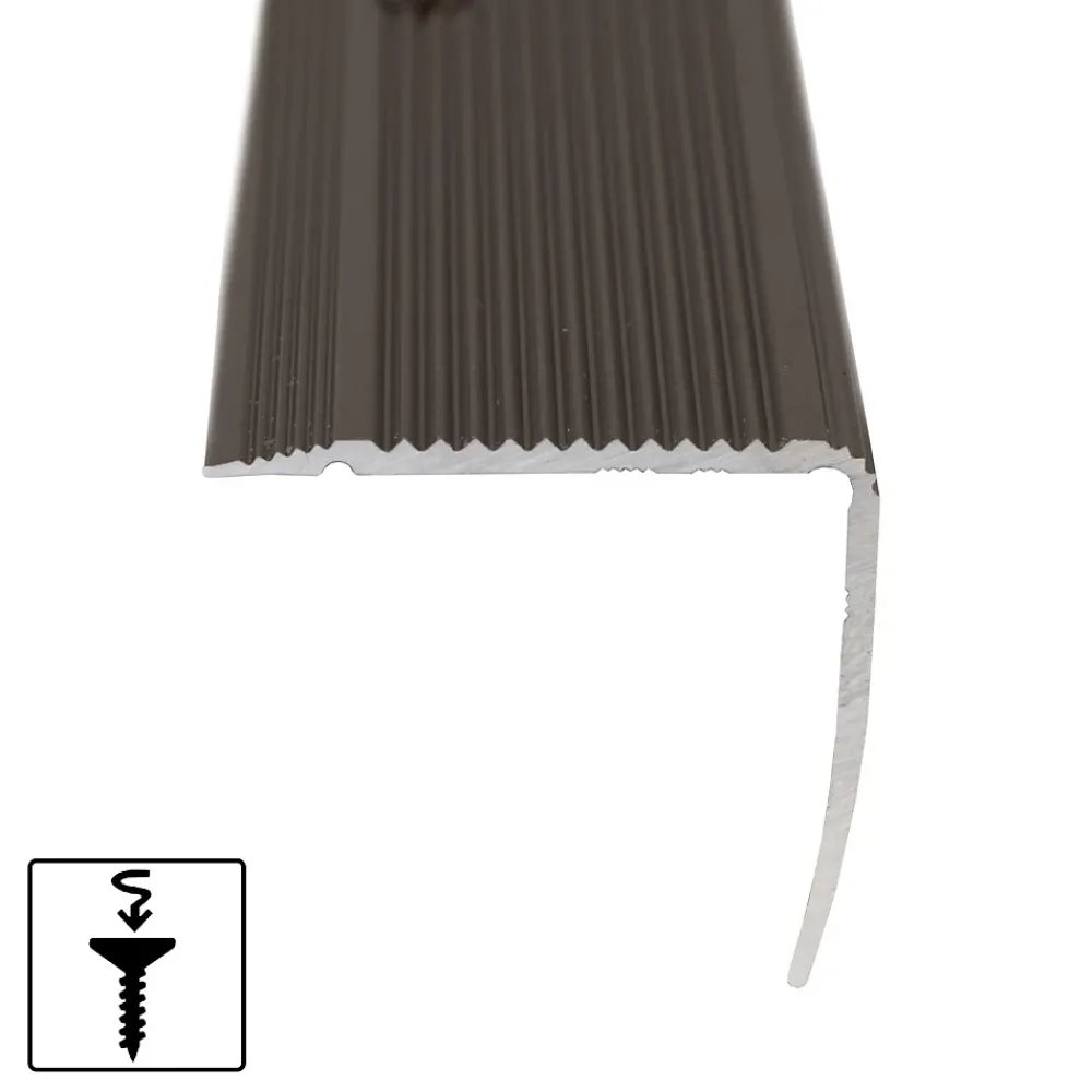 Floordirekt Seuil d'escalier Pré-percé, Forme: L 35 x 30 mm, Longueur: 100 cm, Bronze- Profilé De Rénovation De Marche