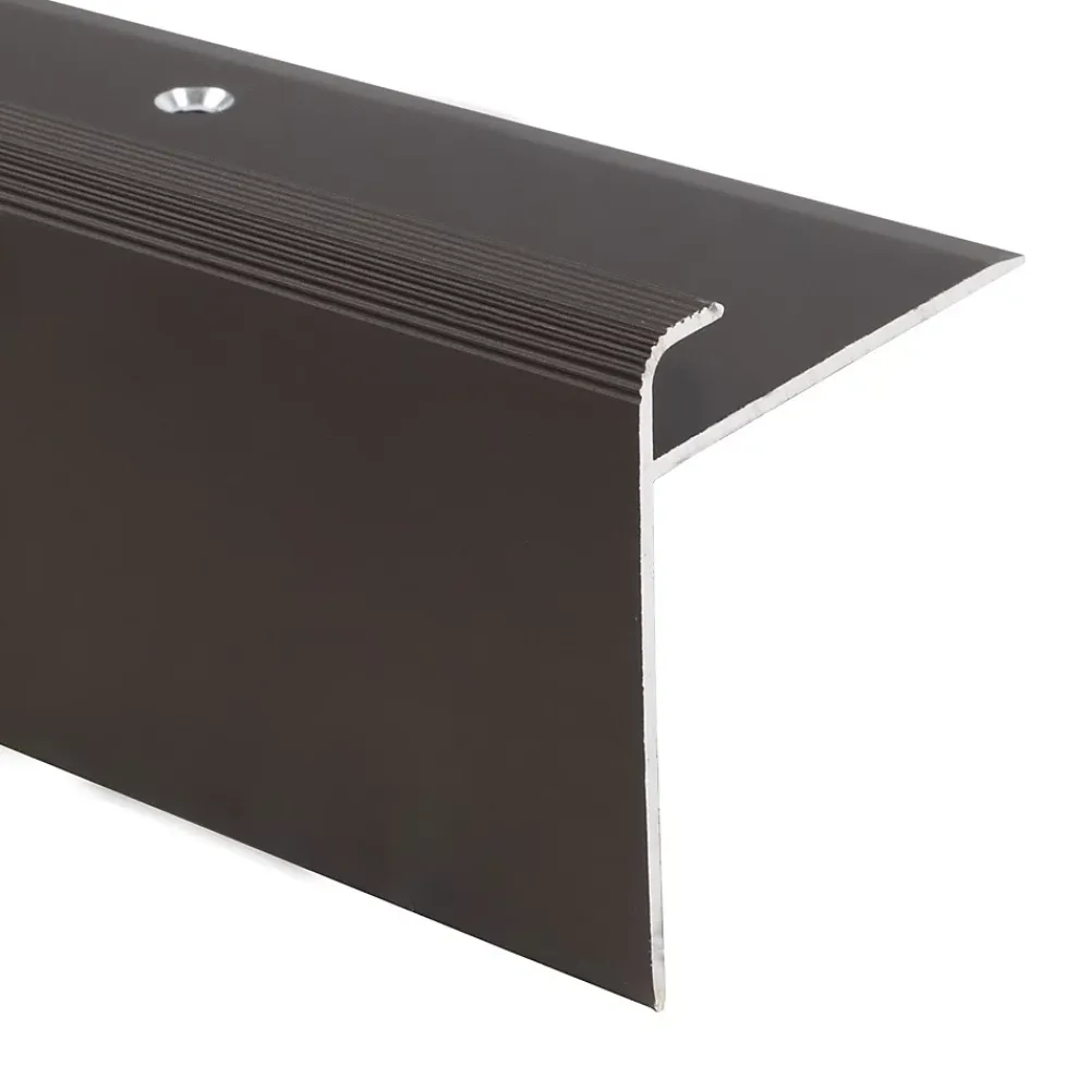 Floordirekt Profilé De Rénovation De Marche<Seuil d'escalier Safety Forme F Aluminium anodisé Bronze foncé S 90 cm