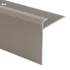 Floordirekt Seuil d'escalier Safety Forme F Aluminium anodisé Bronze clair L 134 cm- Profilé De Rénovation De Marche