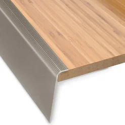 Floordirekt Seuil d'escalier Safety Forme F Aluminium anodisé Bronze clair L 134 cm- Profilé De Rénovation De Marche