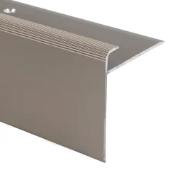 Floordirekt Seuil d'escalier Safety Forme F Aluminium anodisé Bronze clair S 90 cm- Profilé De Rénovation De Marche
