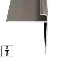 Floordirekt Seuil d'escalier Safety Forme F Aluminium anodisé Bronze clair S 90 cm- Profilé De Rénovation De Marche