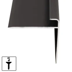 Floordirekt Seuil d'escalier Safety Forme F Aluminium anodisé Bronze foncé M 100 cm- Profilé De Rénovation De Marche