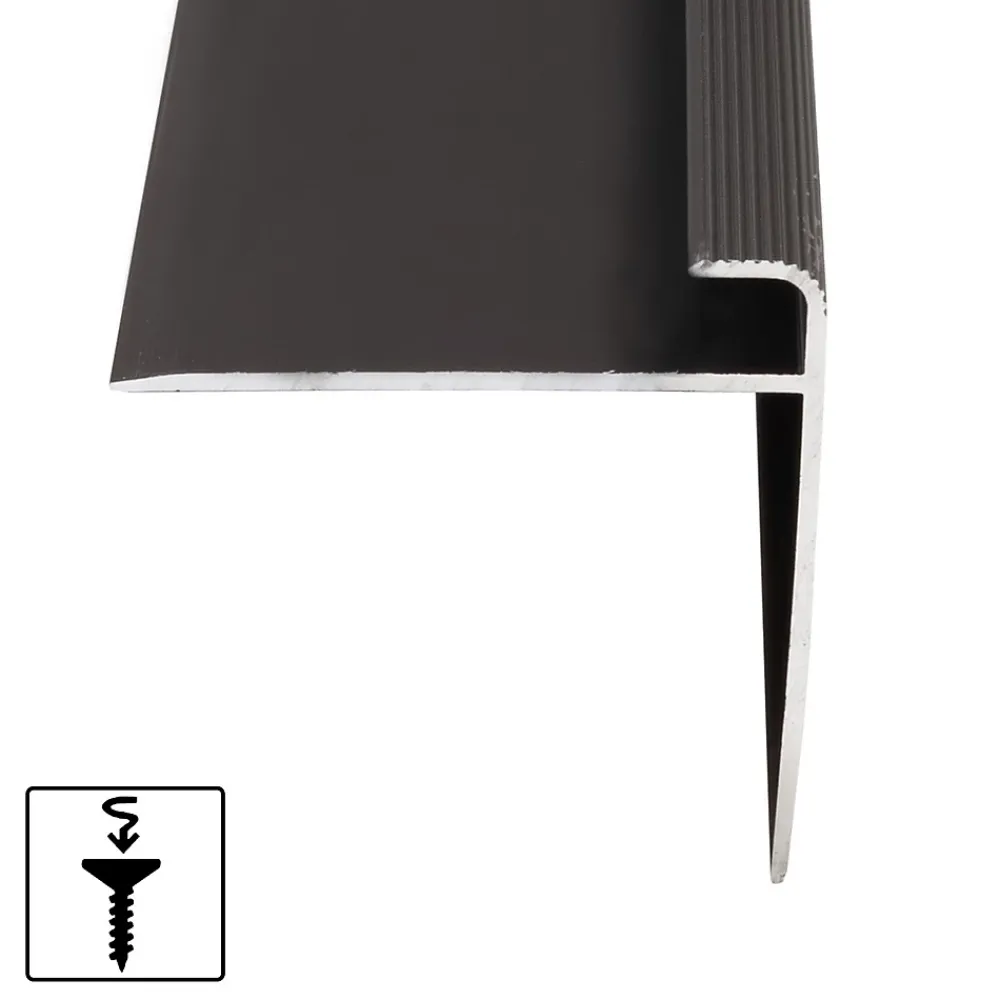 Floordirekt Profilé De Rénovation De Marche<Seuil d'escalier Safety Forme: F Aluminium anodisé Bronze foncé L 134 cm