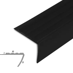 Floordirekt Nez De Marche|Nez De Marche<Seuil d'escalier Toronto PVC Montage avec ou sans perçage 40 x 25 mm Noir Longueur: 120 cm