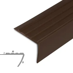 Floordirekt Seuil d'escalier Toronto PVC Montage avec ou sans perçage 40 x 25 mm Marron Longueur: 120 cm- Nez De Marche|Nez De Marche
