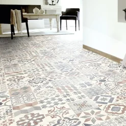 Tarkett Lino Sol Vinyle Pvc<Sol Lino - Carreaux de ciment - Naturel - Rouleau de 3m x 4m